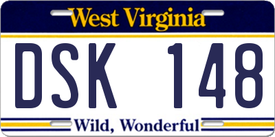WV license plate DSK148