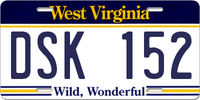 WV license plate DSK152