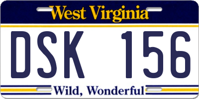 WV license plate DSK156