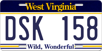 WV license plate DSK158