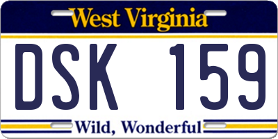 WV license plate DSK159