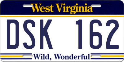 WV license plate DSK162
