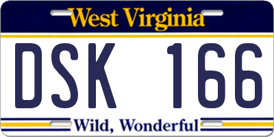 WV license plate DSK166