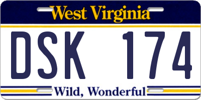 WV license plate DSK174