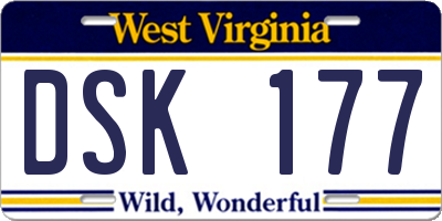 WV license plate DSK177