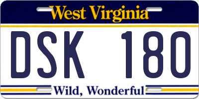 WV license plate DSK180