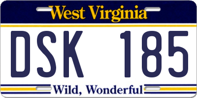 WV license plate DSK185