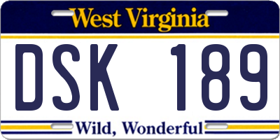 WV license plate DSK189