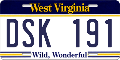 WV license plate DSK191