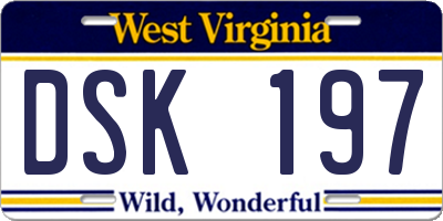 WV license plate DSK197
