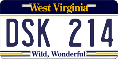 WV license plate DSK214