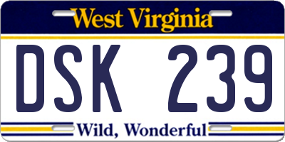 WV license plate DSK239