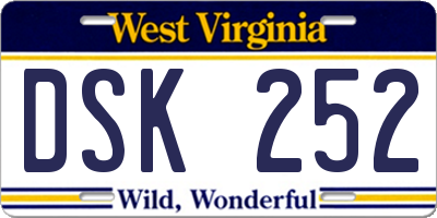 WV license plate DSK252