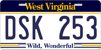 WV license plate DSK253