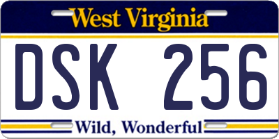 WV license plate DSK256