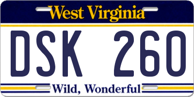 WV license plate DSK260