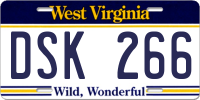 WV license plate DSK266