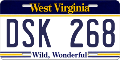 WV license plate DSK268