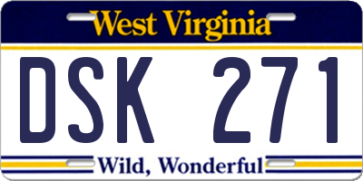 WV license plate DSK271