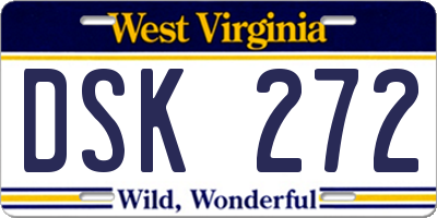 WV license plate DSK272
