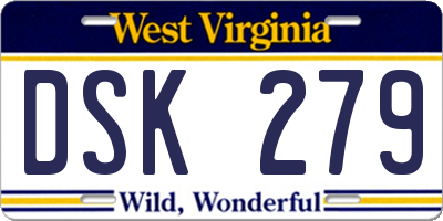 WV license plate DSK279