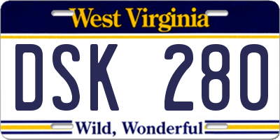 WV license plate DSK280