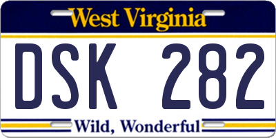 WV license plate DSK282