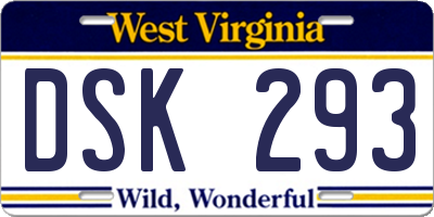 WV license plate DSK293