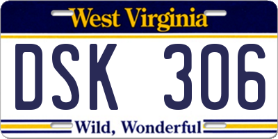 WV license plate DSK306