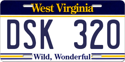 WV license plate DSK320