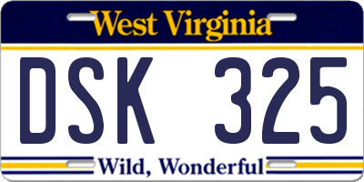 WV license plate DSK325