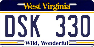 WV license plate DSK330