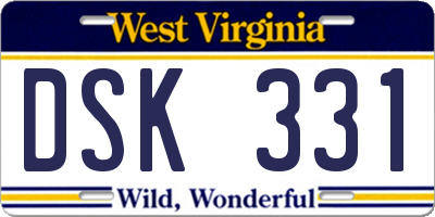 WV license plate DSK331