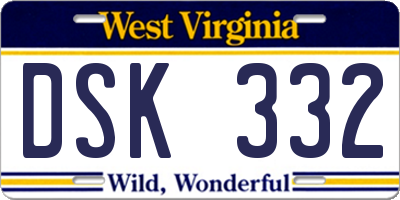 WV license plate DSK332
