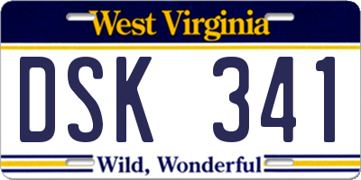 WV license plate DSK341