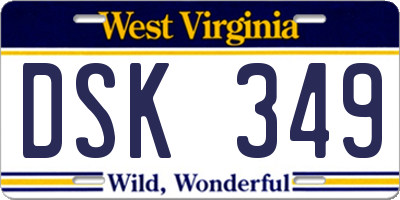 WV license plate DSK349