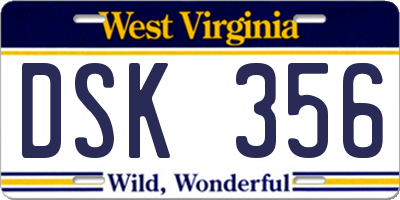 WV license plate DSK356