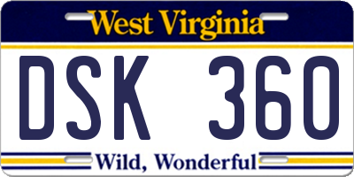 WV license plate DSK360