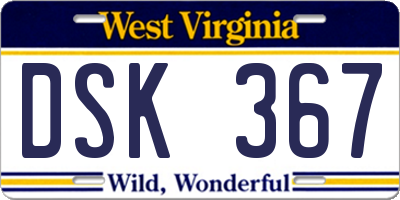 WV license plate DSK367