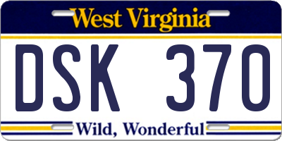 WV license plate DSK370