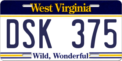 WV license plate DSK375