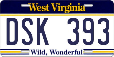 WV license plate DSK393