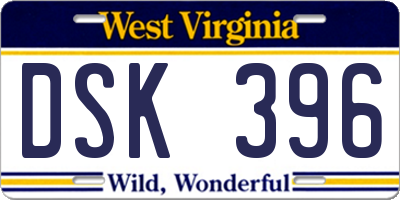 WV license plate DSK396