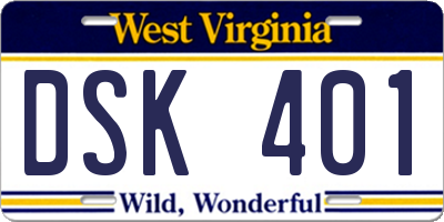 WV license plate DSK401
