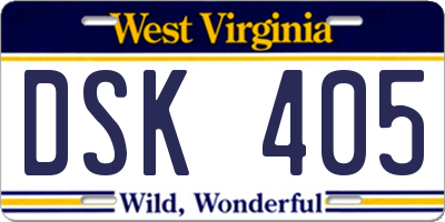 WV license plate DSK405