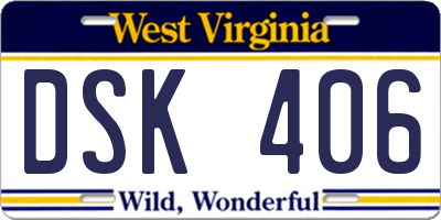 WV license plate DSK406