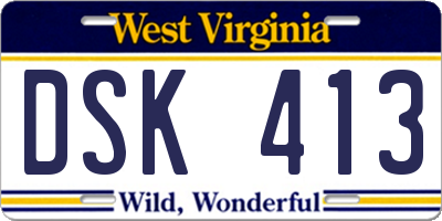 WV license plate DSK413