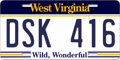 WV license plate DSK416