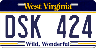 WV license plate DSK424