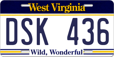 WV license plate DSK436